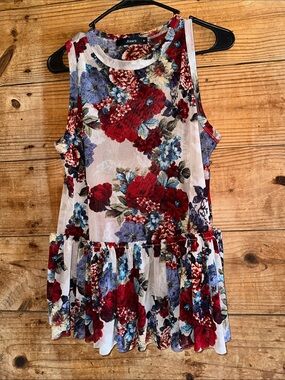 J. Roberts Floral Sheer Peblum Tank Top